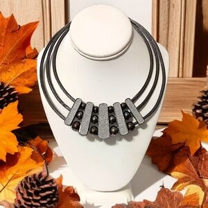 Y2K Chunky Mesh Collar Necklace Punk Renaissance Revival‎ Choker Geometric Vtg